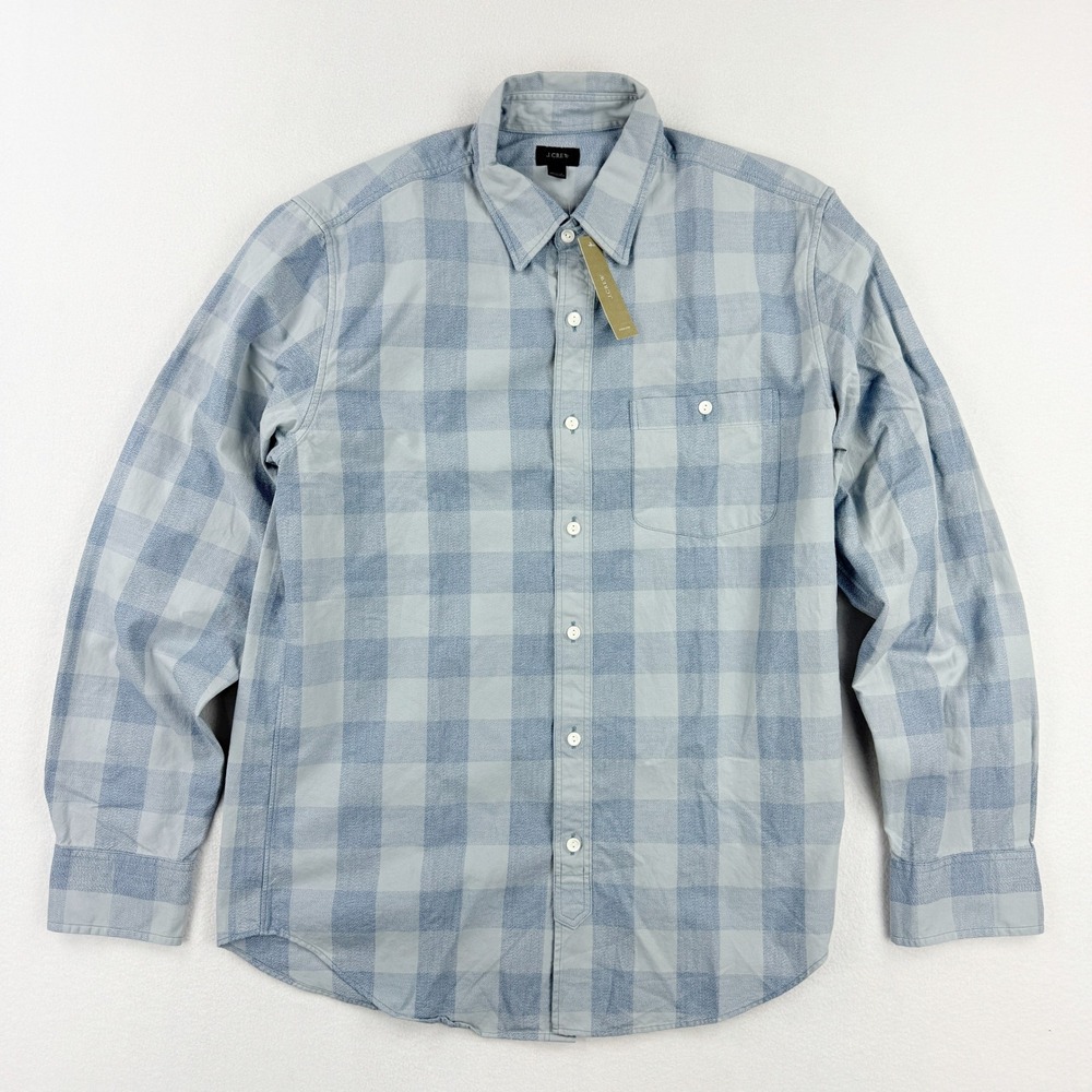 J.Crew Mens Shirt Size M‎ Long Sleeve Check Plaid Blue 100% Cotton NWT